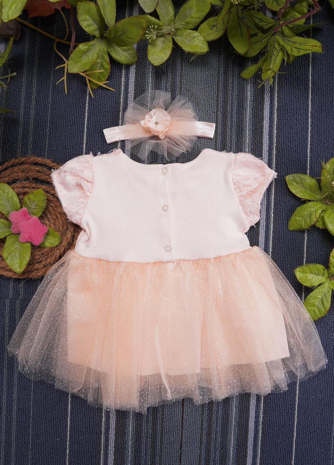Sanaulla Exclusive Range  Fancy Frocks for Girls -  8-4003 Peach