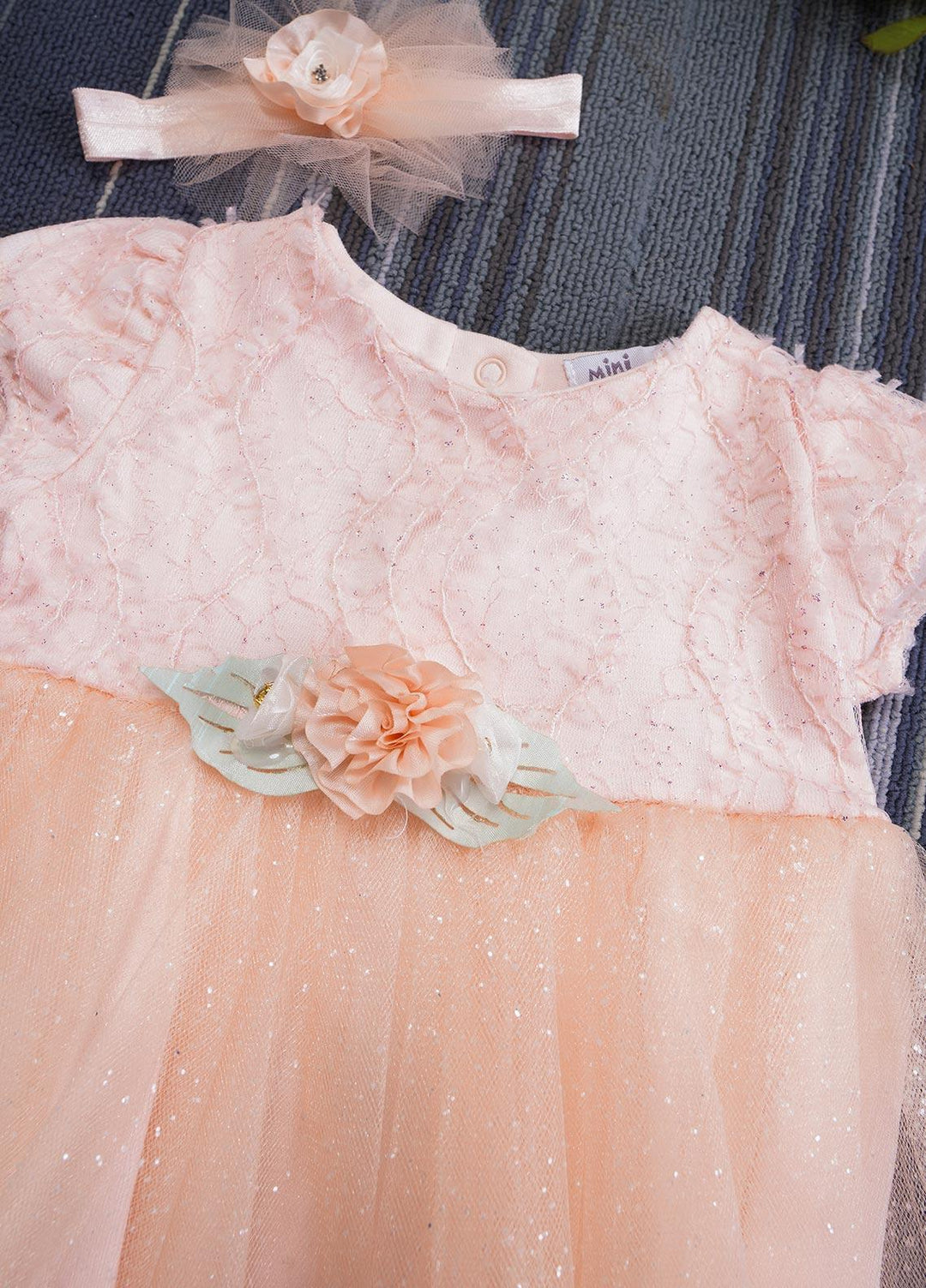 Sanaulla Exclusive Range  Fancy Frocks for Girls -  8-4003 Peach