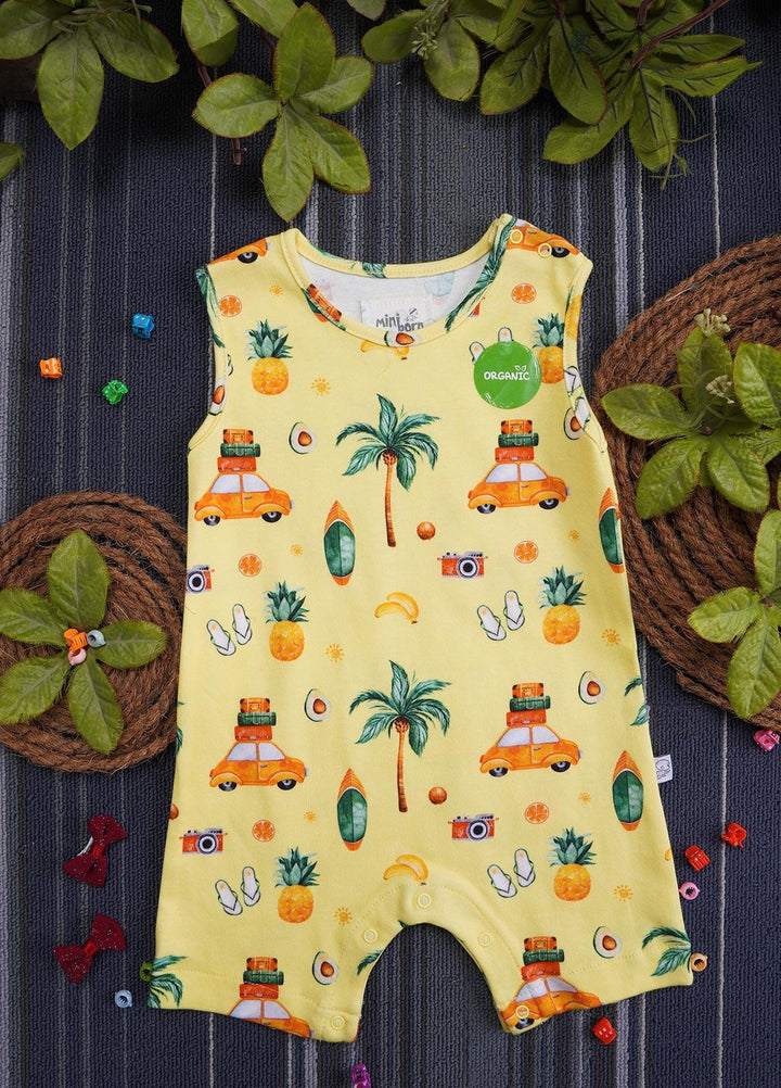 Sanaulla Exclusive Range Cotton Casual Romper for Girls -  2229808 Yellow