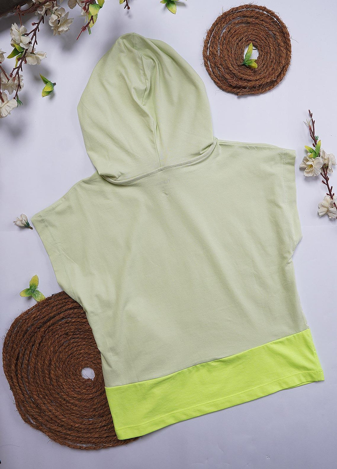 Sanaulla Exclusive Range Cotton Casual T-Shirts for Girls - Hoodi Shirt 5151 Light Green