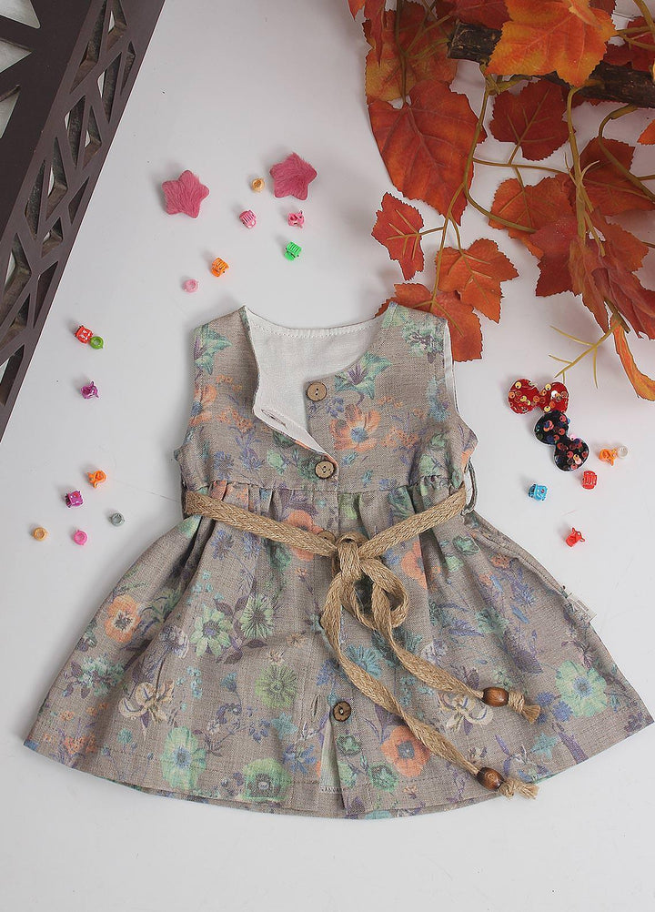 Sanaulla Exclusive Range Cotton Fancy Pret Frock for Girls -  1861 Grey