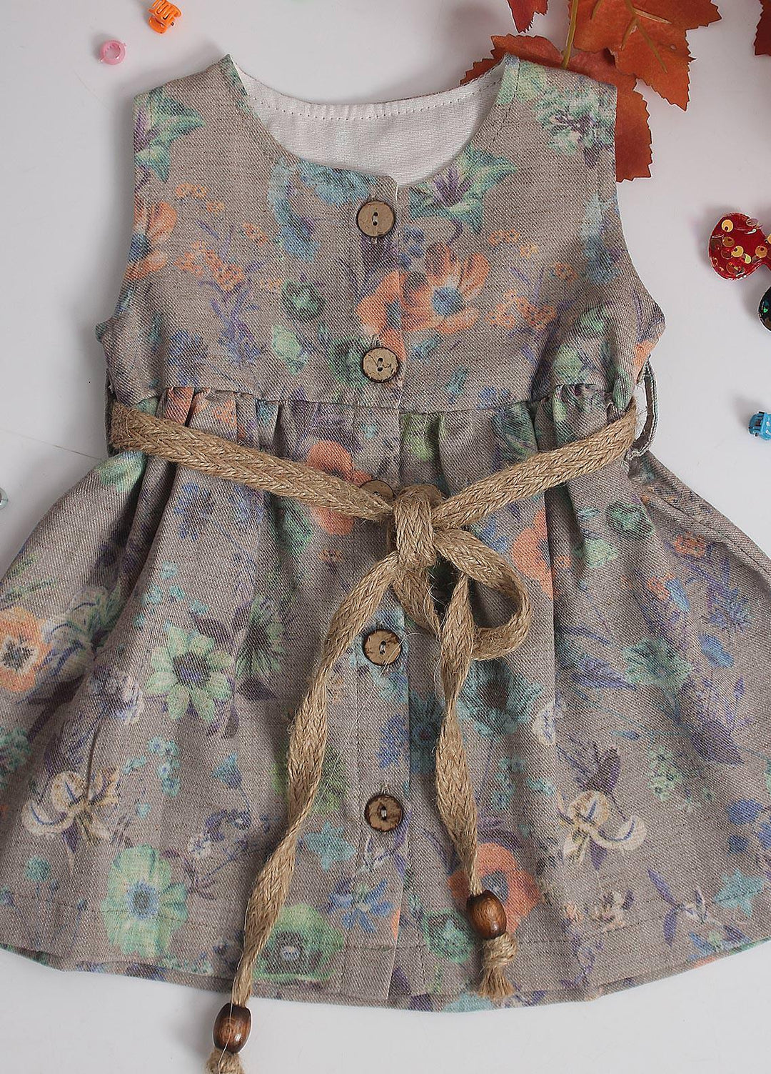 Sanaulla Exclusive Range Cotton Fancy Pret Frock for Girls -  1861 Grey