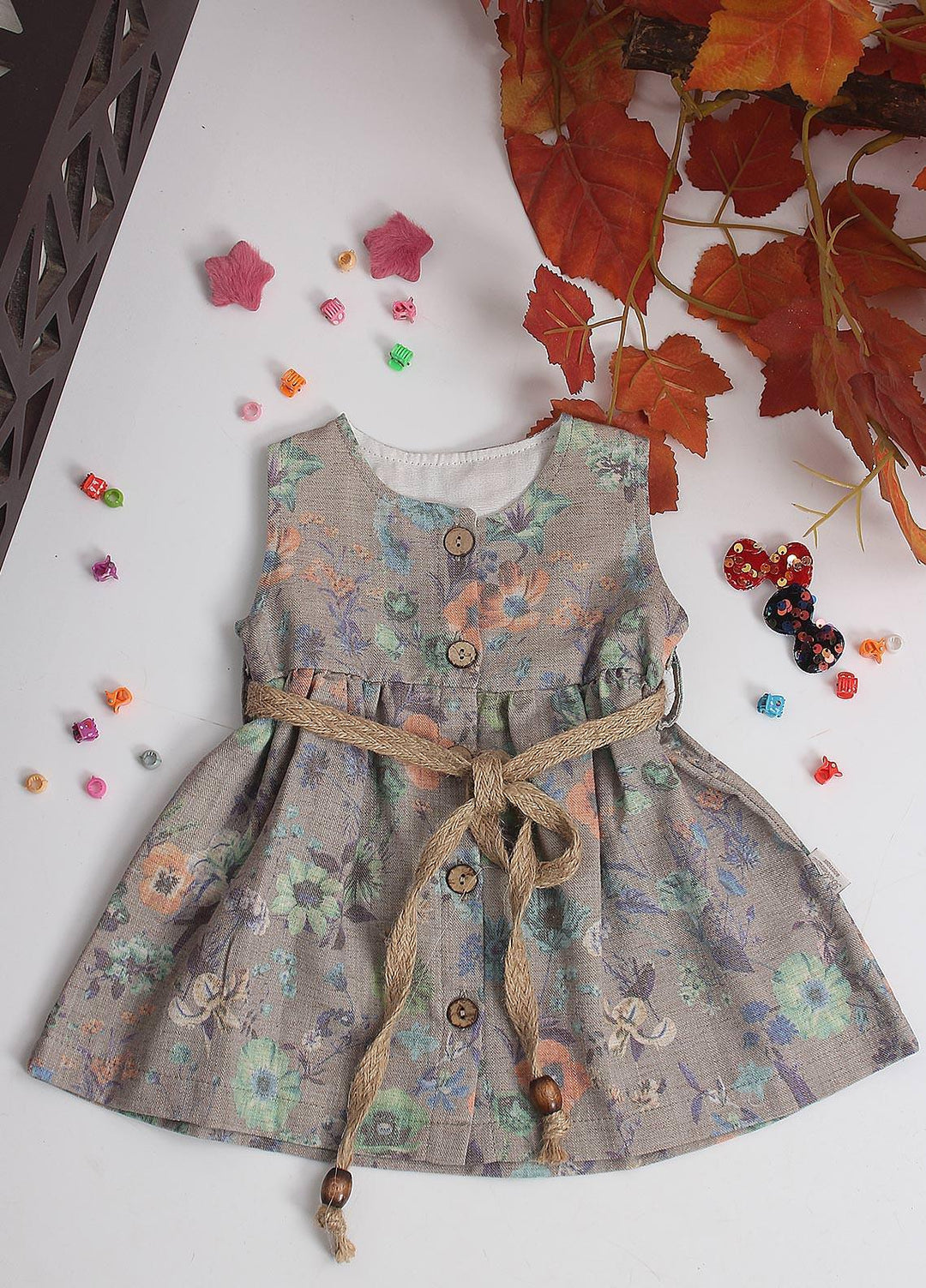 Sanaulla Exclusive Range Cotton Fancy Pret Frock for Girls -  1861 Grey