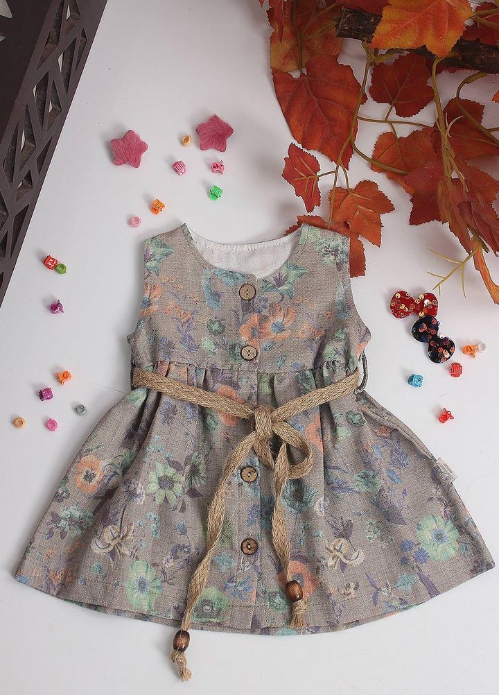 Sanaulla Exclusive Range Cotton Fancy Pret Frock for Girls -  1861 Grey