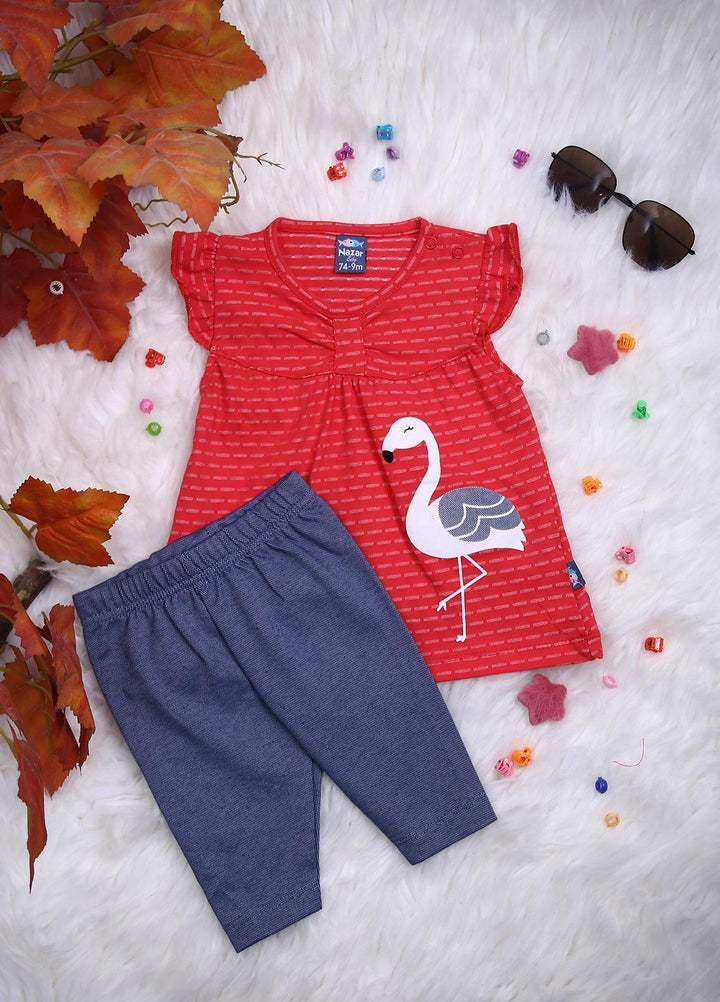 Sanaulla Exclusive Range Cotton Casual Girls 2 Piece -  114223 Red
