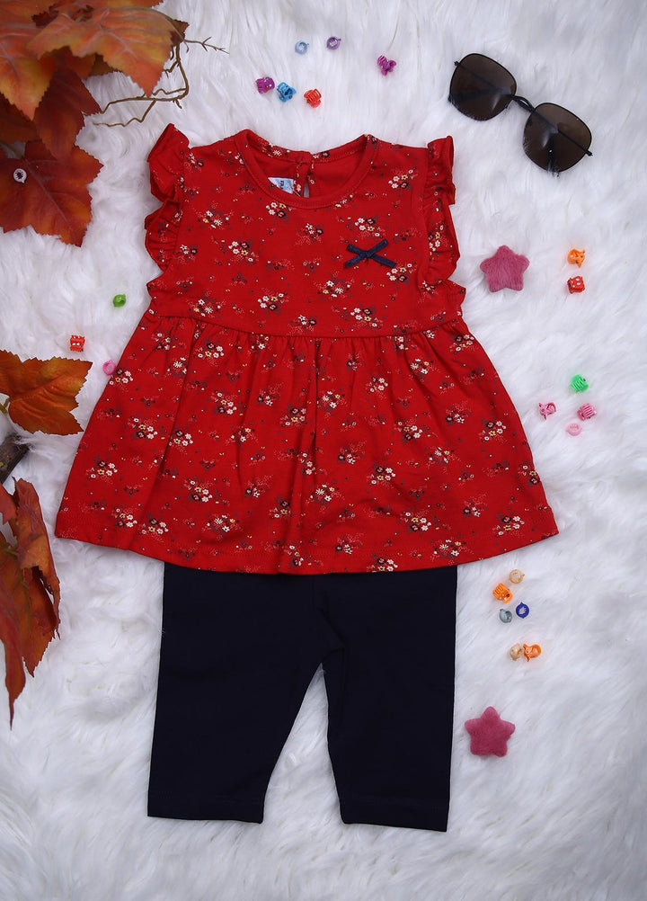 Sanaulla Exclusive Range Cotton Casual Girls 2 Piece -  114625 Red