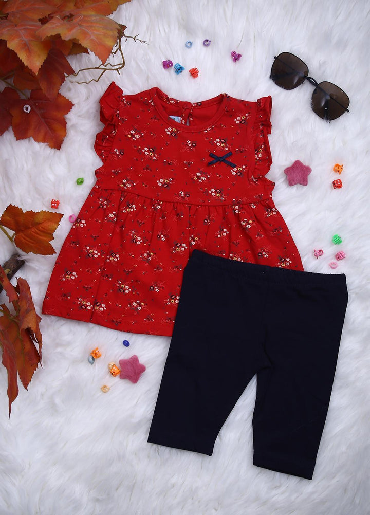Sanaulla Exclusive Range Cotton Casual Girls 2 Piece -  114625 Red