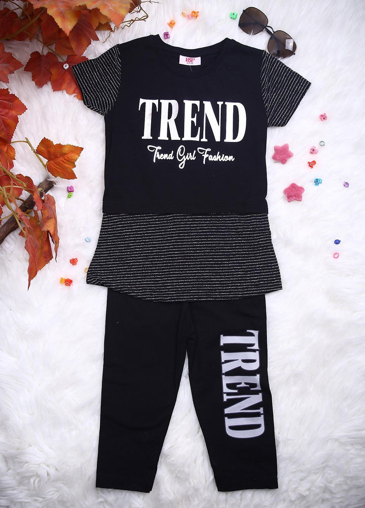Sanaulla Exclusive Range Cotton Casual 2 Piece for Girls -  6640 Black