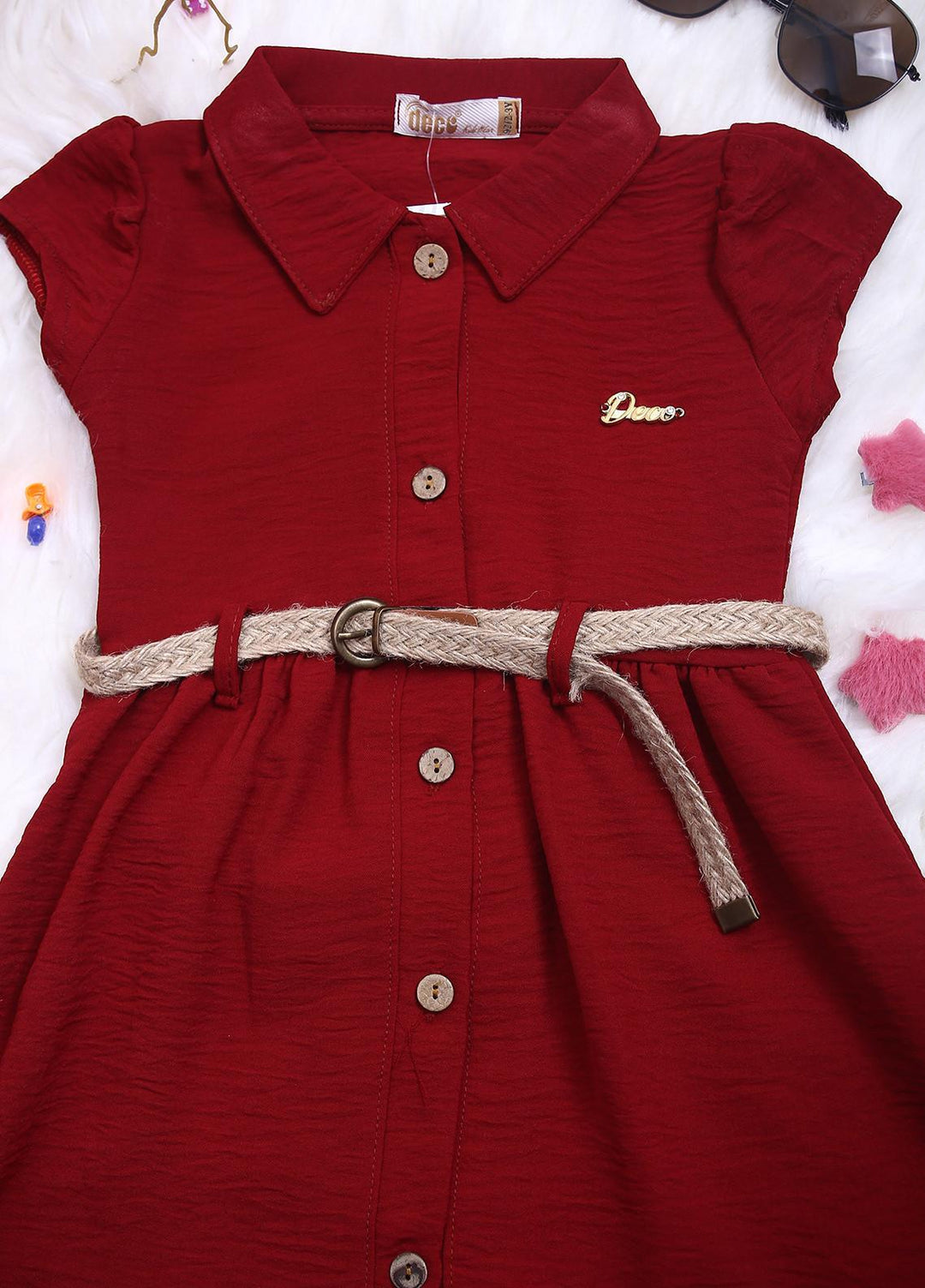 Sanaulla Exclusive Range Crepe Casual Girls Frocks -  99133 Maroon