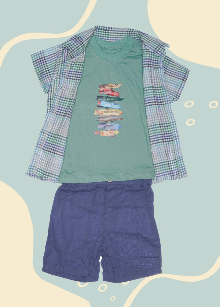 Sanaulla Exclusive Range Cotton Fancy Suits for Boys -  1003791 Green