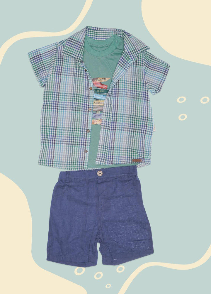 Sanaulla Exclusive Range Cotton Fancy Suits for Boys -  1003791 Green