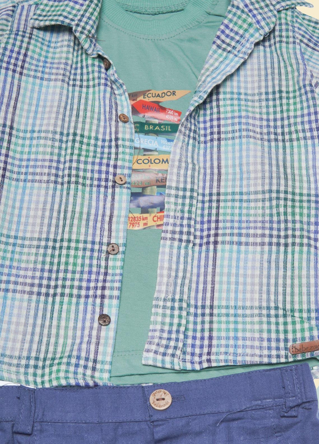 Sanaulla Exclusive Range Cotton Fancy Suits for Boys -  1003791 Green