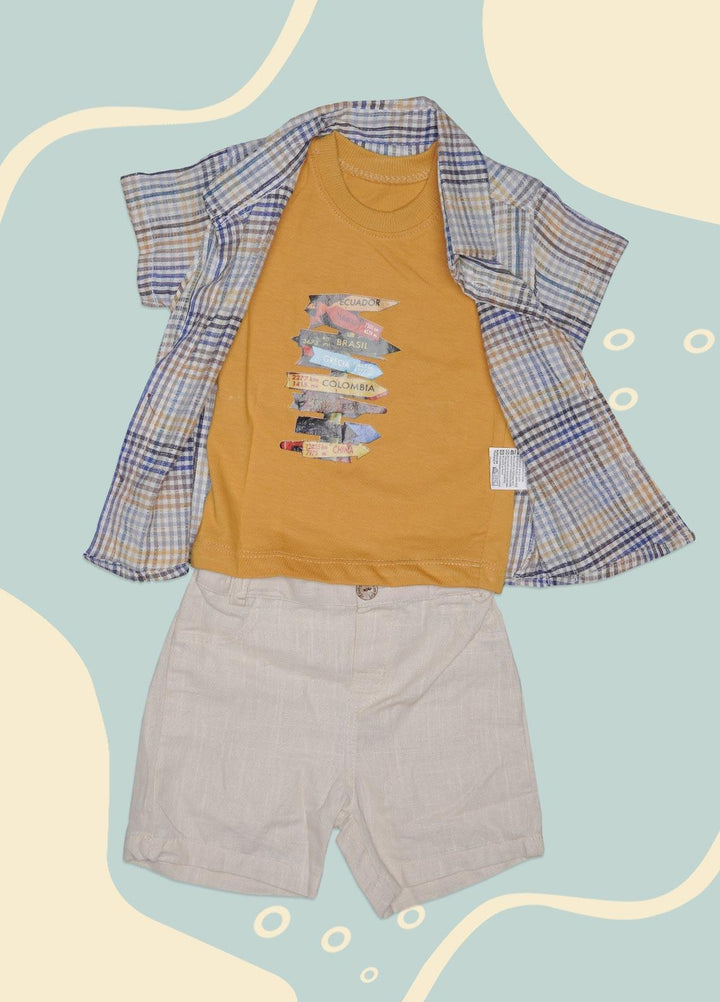 Sanaulla Exclusive Range Cotton Fancy Boys Suits -  1003791 Fawn