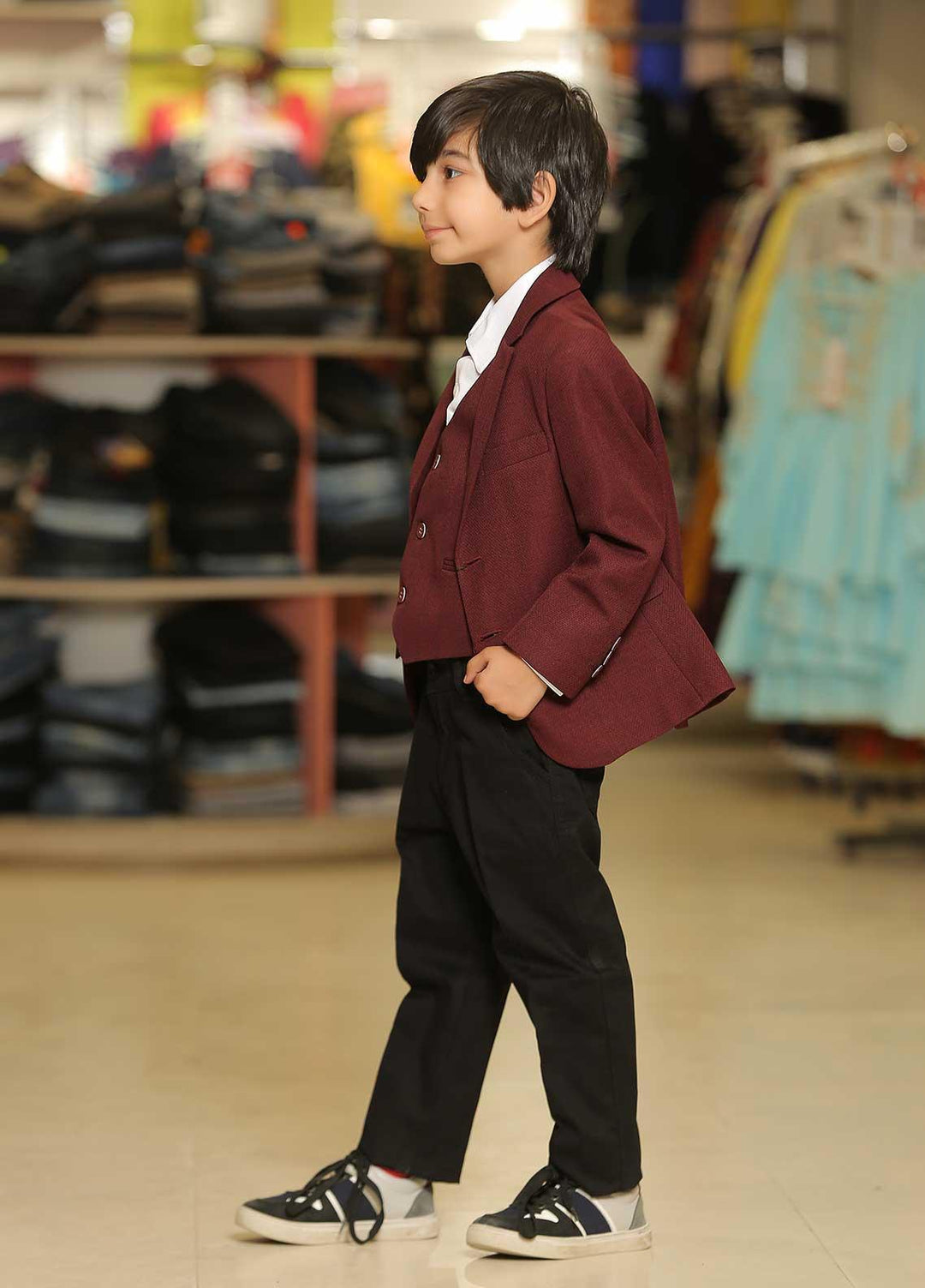 Sanaulla Exclusive Range  Formal Coat Suit for Boys -  1013102 Maroon