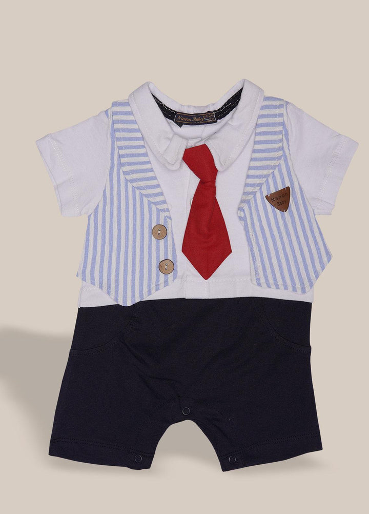 Sanaulla Exclusive Range  Fancy Romper for Boys -  351487 White
