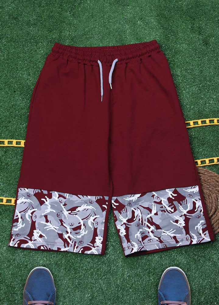 Sanaulla Exclusive Range Cotton Fancy Boys Shorts -  3240 Maroon