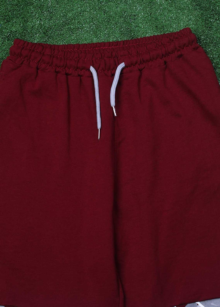 Sanaulla Exclusive Range Cotton Fancy Boys Shorts -  3240 Maroon