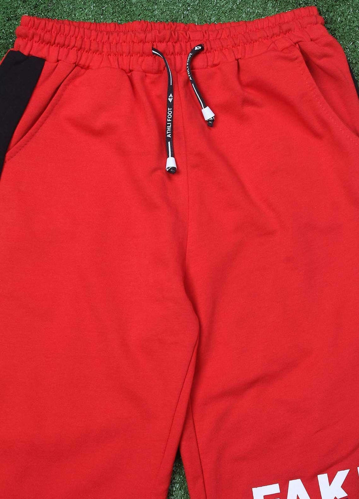 Sanaulla Exclusive Range Cotton Fancy Shorts for Boys -  D-3021-2 Red