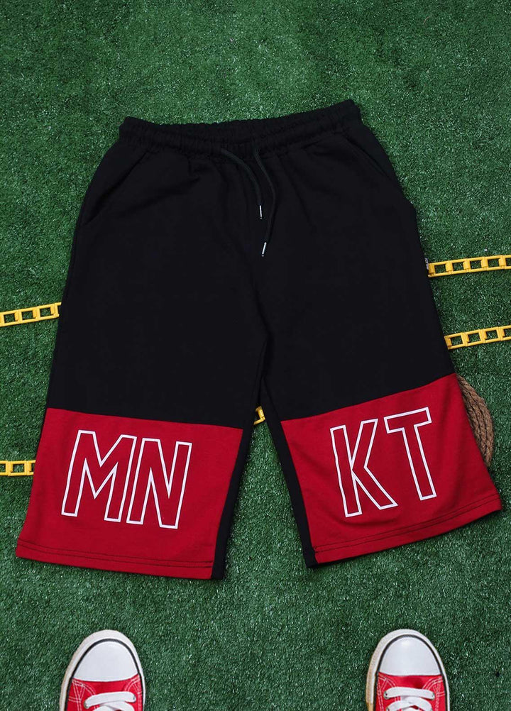 Sanaulla Exclusive Range Cotton Fancy Boys Shorts -  D-3083-2 Black