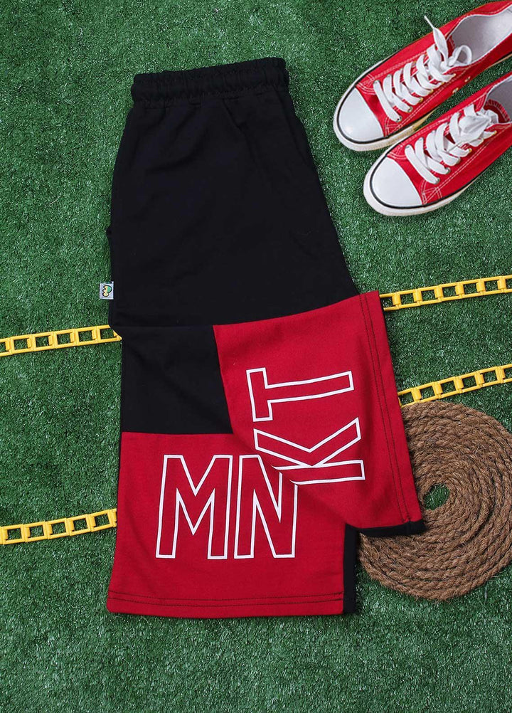 Sanaulla Exclusive Range Cotton Fancy Boys Shorts -  D-3083-2 Black