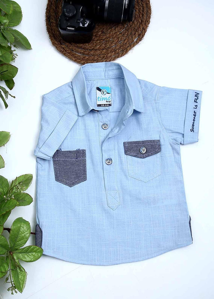 Sanaulla Exclusive Range Cotton Fancy Shirts for Boys -  00801 Sk Blue