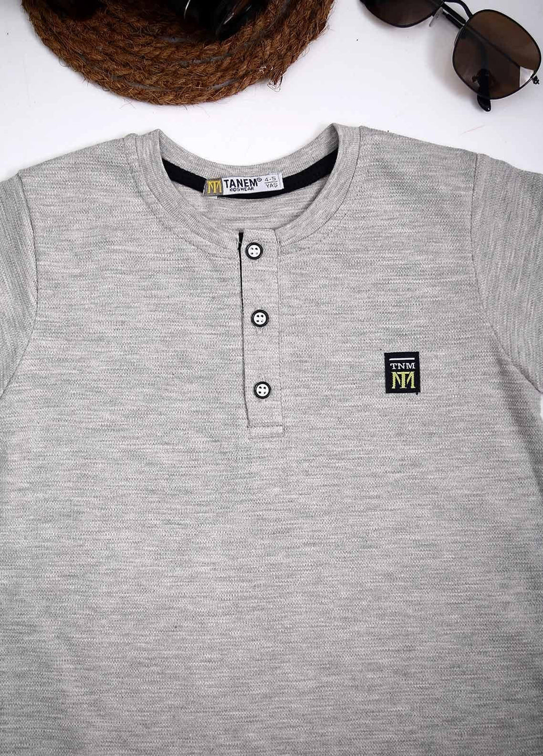Sanaulla Exclusive Range Cotton Fancy Boys T-Shirts -  1000895 L Grey