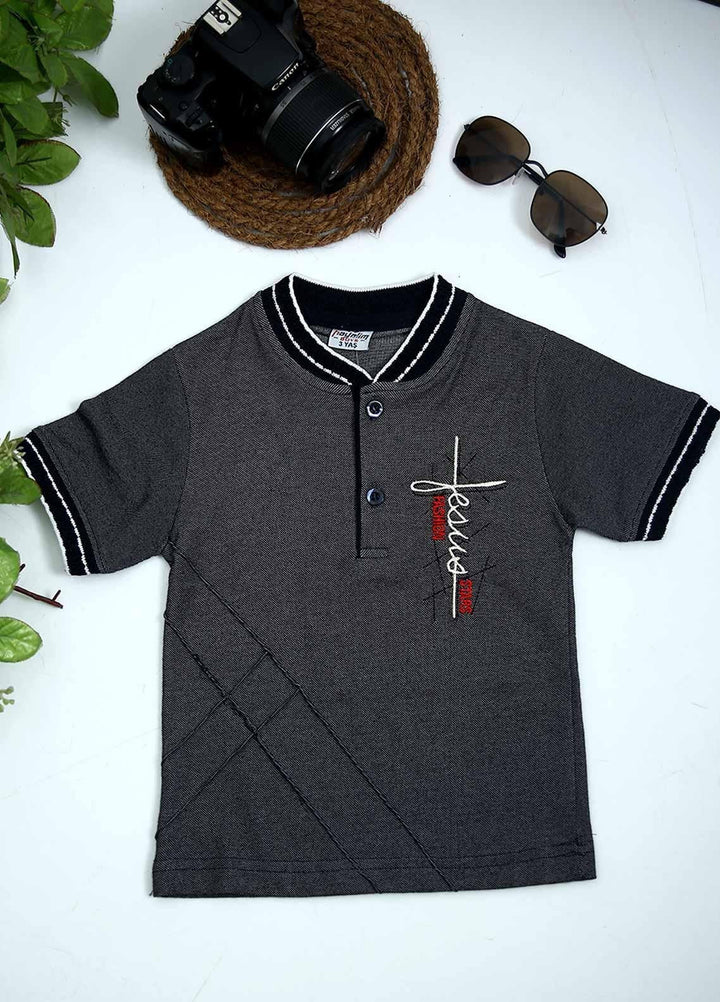 Sanaulla Exclusive Range Cotton Fancy T-Shirts for Boys -  1005028 Grey