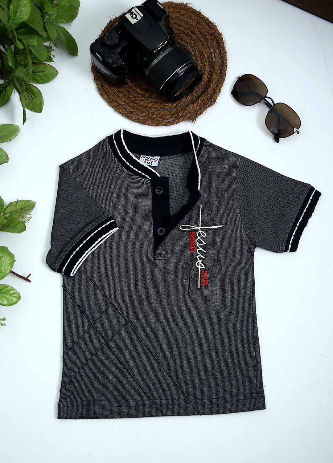 Sanaulla Exclusive Range Cotton Fancy T-Shirts for Boys -  1005028 Grey