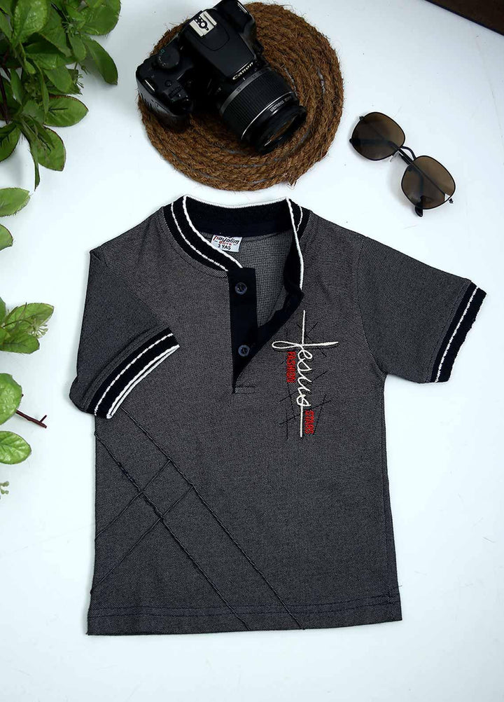 Sanaulla Exclusive Range Cotton Fancy T-Shirts for Boys -  1005028 Grey