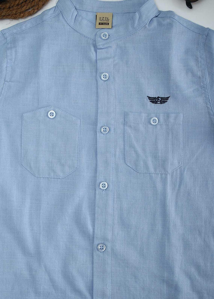 Sanaulla Exclusive Range Cotton Fancy Boys Shirts -  1012 Sky Blue