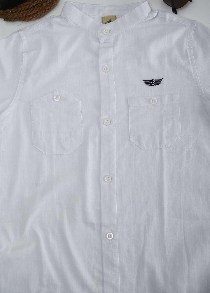 Sanaulla Exclusive Range Cotton Fancy Shirts for Boys -  1012 White