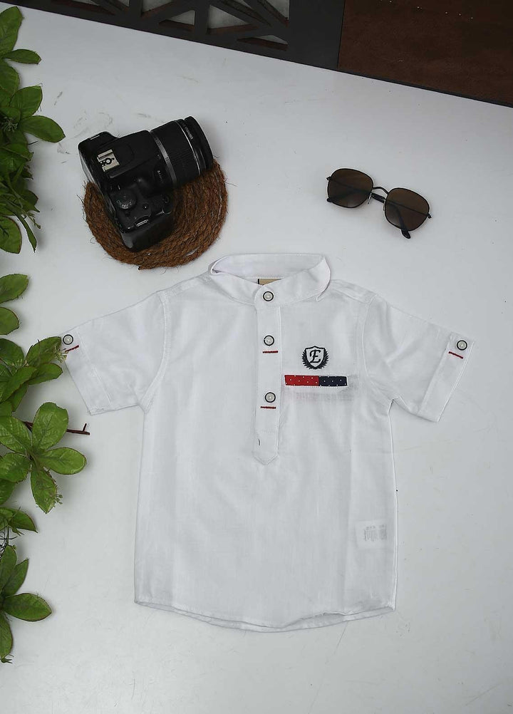 Sanaulla Exclusive Range Cotton Fancy Boys Shirts -  1016 White