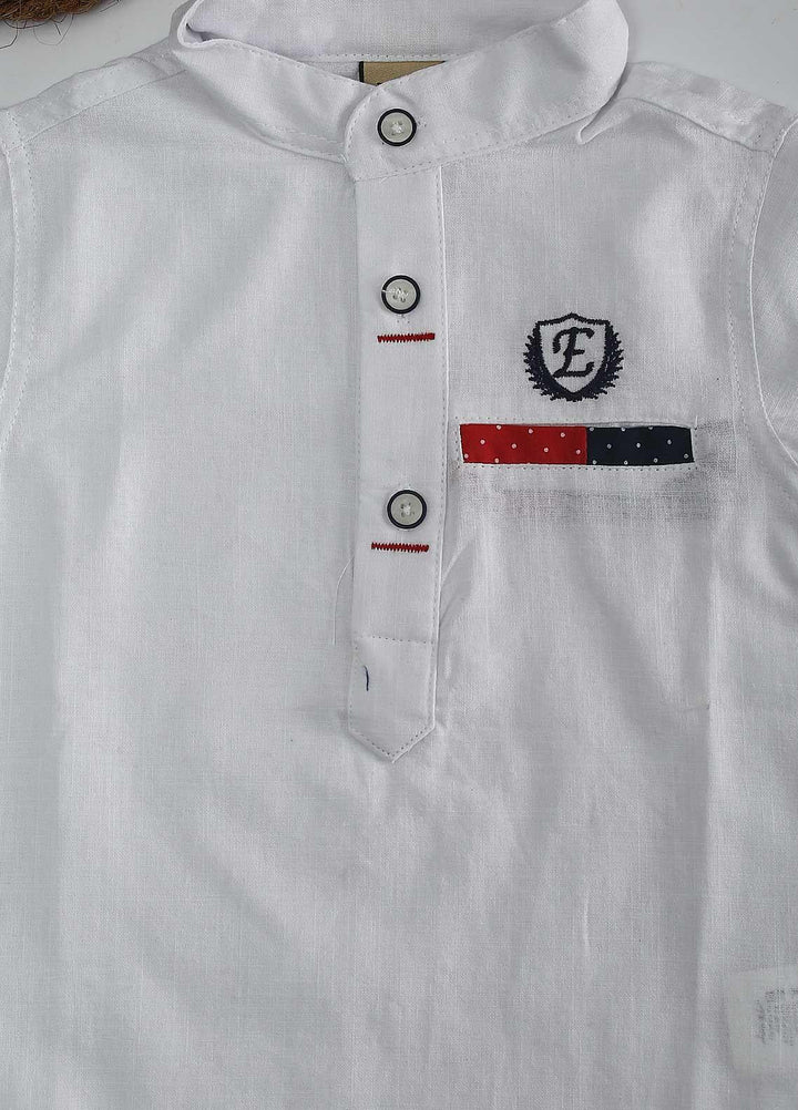 Sanaulla Exclusive Range Cotton Fancy Boys Shirts -  1016 White