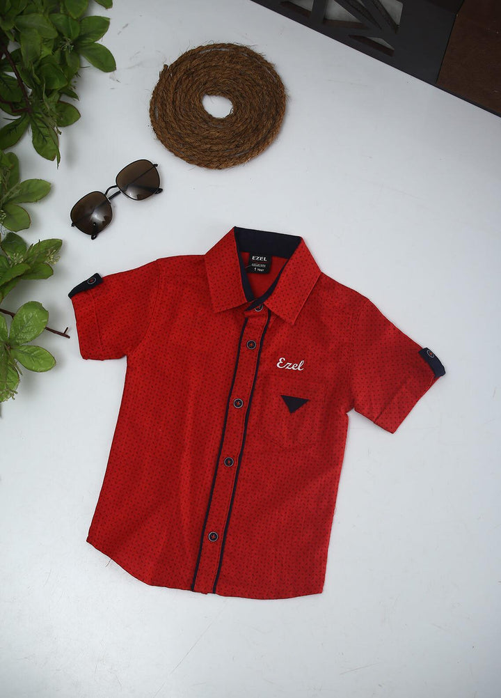Sanaulla Exclusive Range Cotton Fancy Shirts for Boys -  127-128 Red