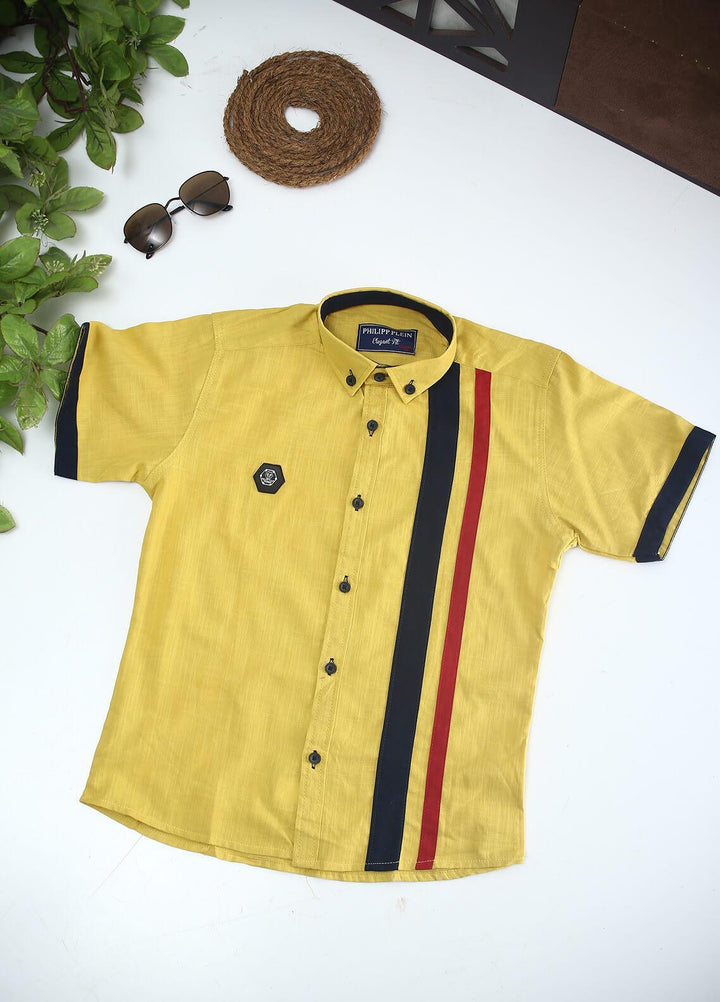 Sanaulla Exclusive Range Cotton Fancy Shirts for Boys -  2003 Yellow