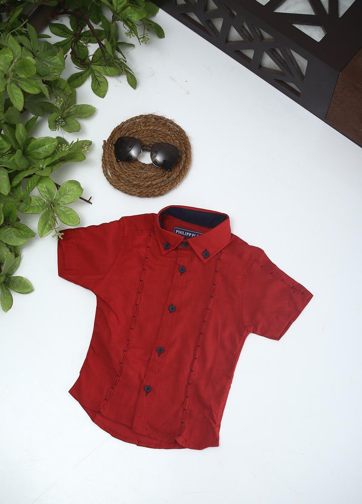 Sanaulla Exclusive Range Cotton Fancy Shirts for Boys -  2005 Red
