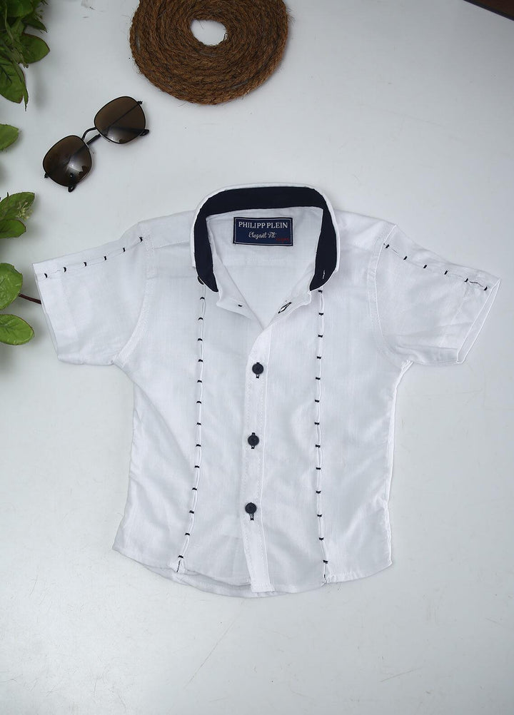 Sanaulla Exclusive Range Cotton Fancy Boys Shirts -  2005 White