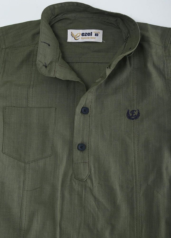 Sanaulla Exclusive Range Cotton Fancy Shirts for Boys -  2008 Green
