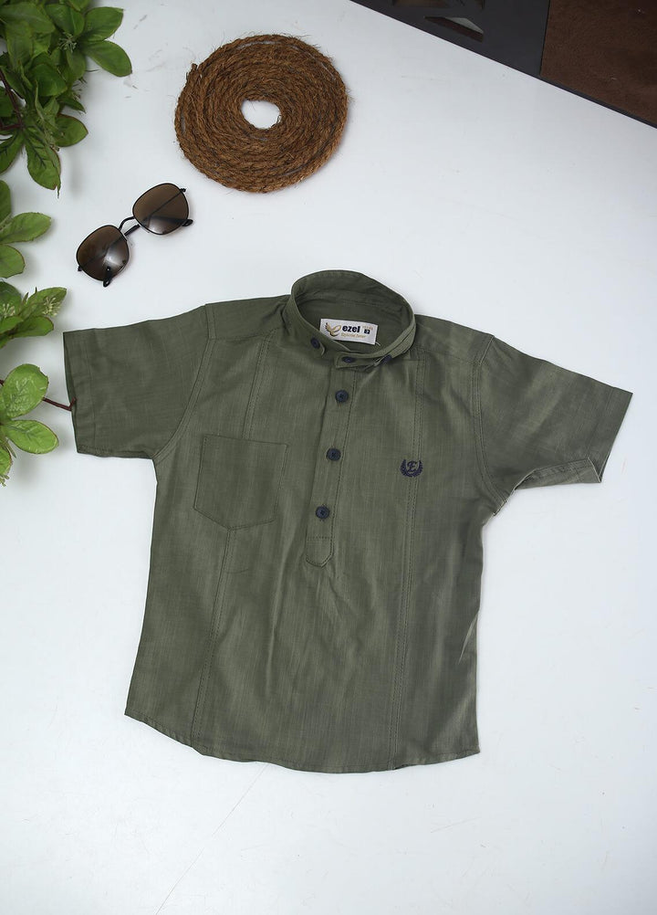 Sanaulla Exclusive Range Cotton Fancy Shirts for Boys -  2008 Green