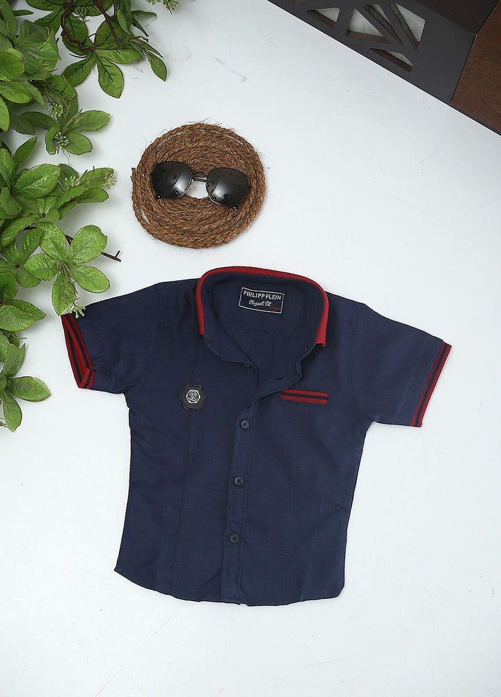 Sanaulla Exclusive Range Cotton Fancy Boys Shirts -  51 Navy Blue