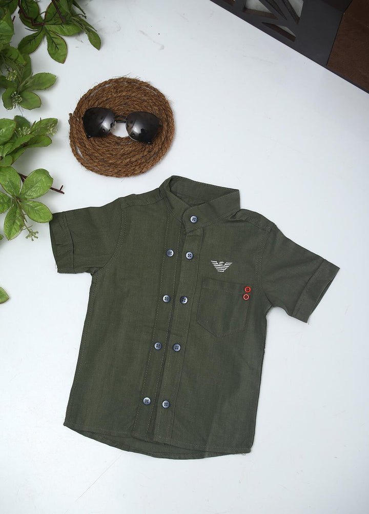Sanaulla Exclusive Range Cotton Fancy Shirts for Boys -  AR35 Green