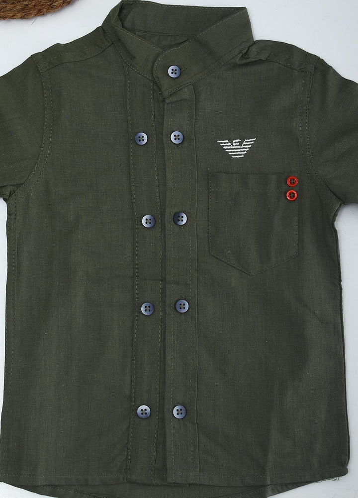 Sanaulla Exclusive Range Cotton Fancy Shirts for Boys -  AR35 Green