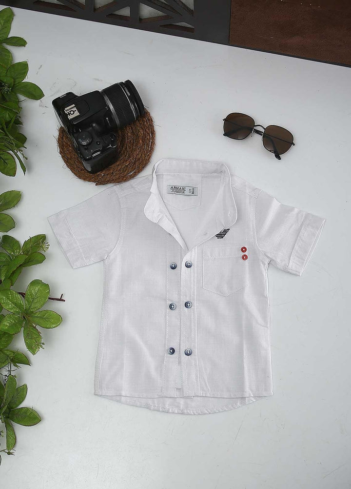 Sanaulla Exclusive Range Cotton Fancy Boys Shirts -  AR35 White