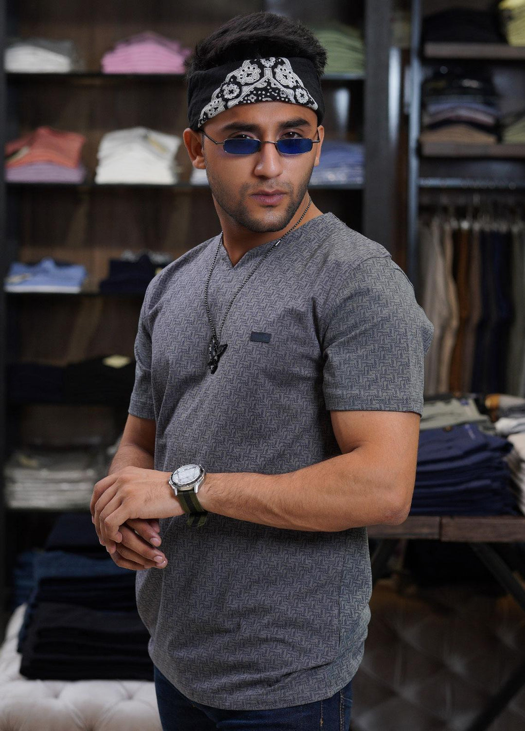 Sanaulla Exclusive Range Cotton Polo for Men - D-6048 Dark Grey