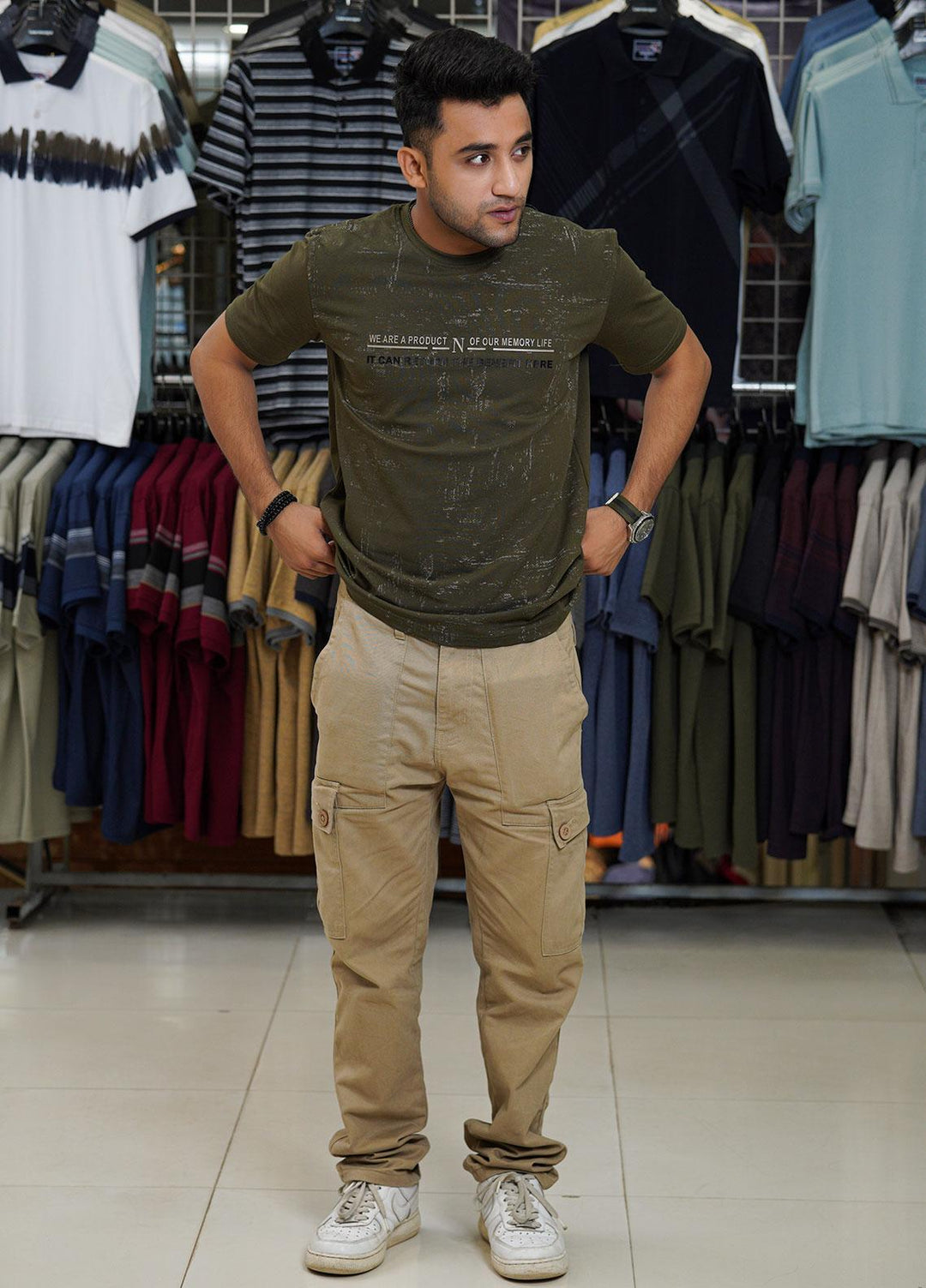 Sanaulla Exclusive Range Cotton Polo for Men - D-6666 Mehandi
