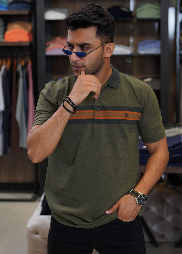 Sanaulla Exclusive Range Cotton Polo for Men - D-6715 Green