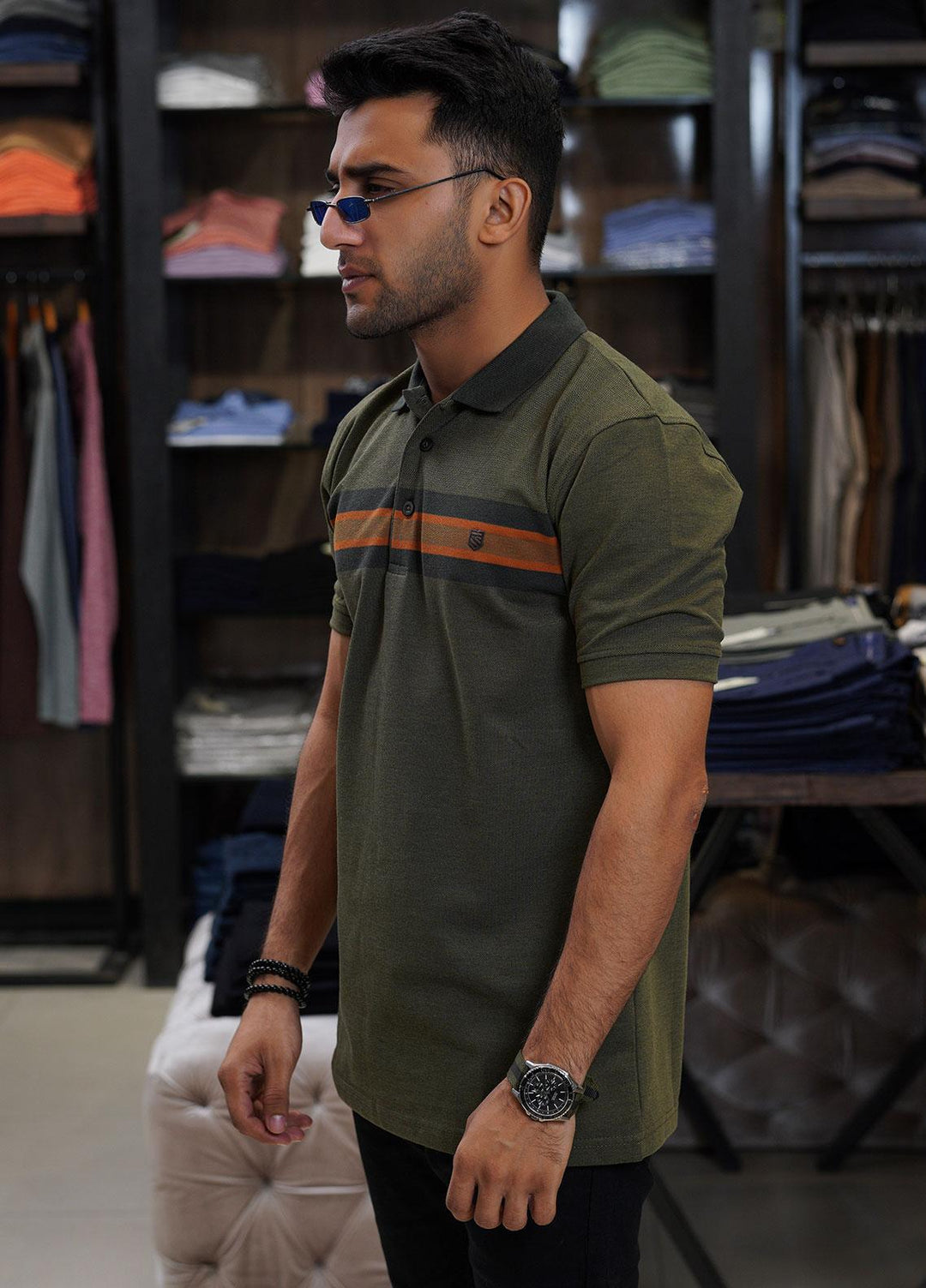 Sanaulla Exclusive Range Cotton Polo for Men - D-6715 Green