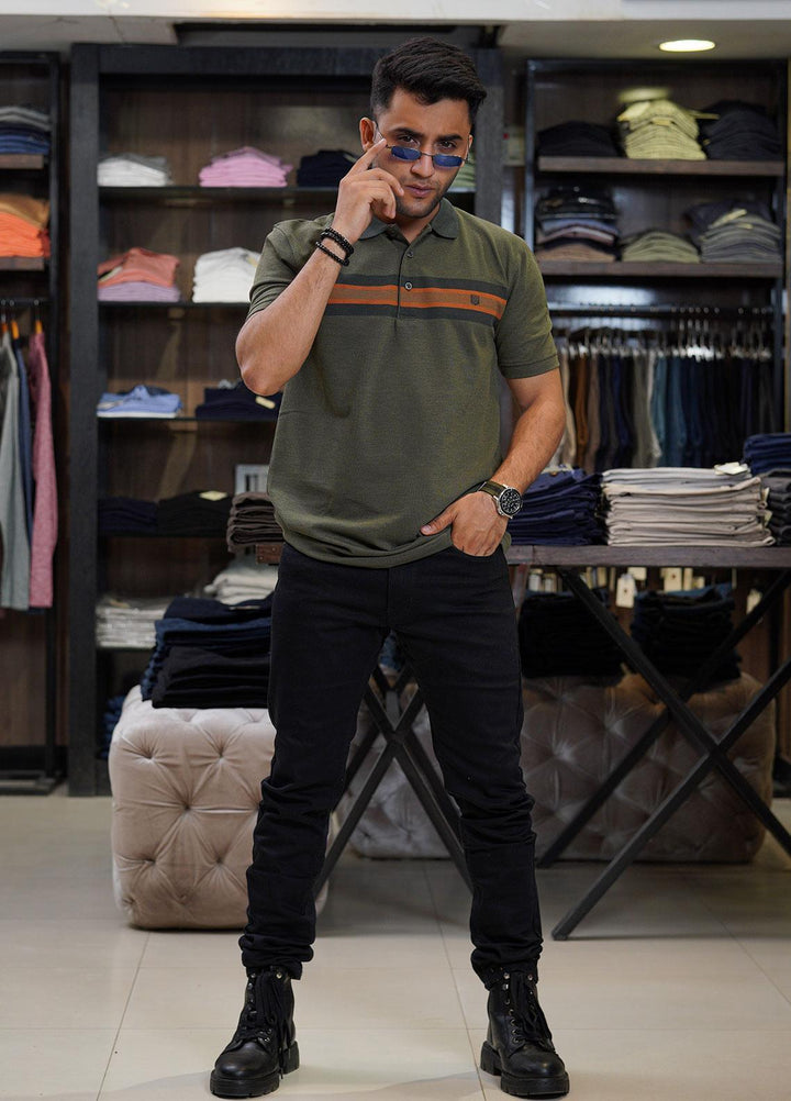 Sanaulla Exclusive Range Cotton Polo for Men - D-6715 Green