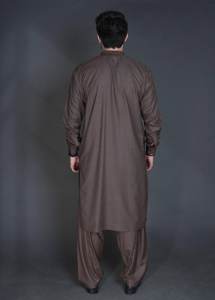 Sanaulla Exclusive Range Wash N Wear Formal Kameez Shalwar for Men -  C-9239 Brown