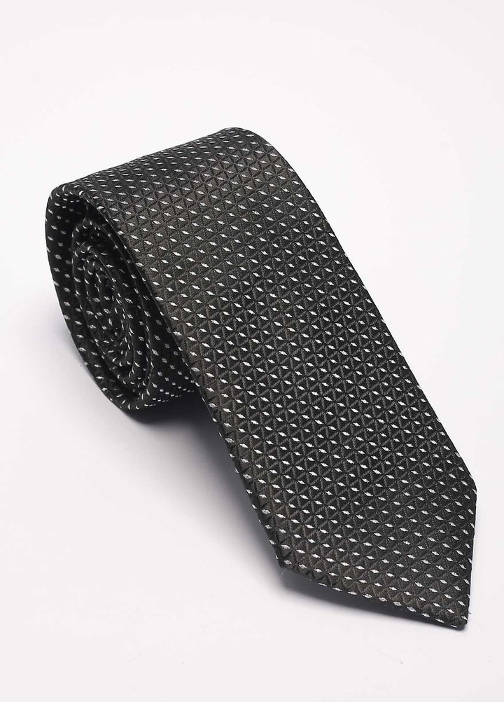 Sanaulla Exclusive Range Narrow Silk Neck Tie  SU21MT Grey-D-3 -